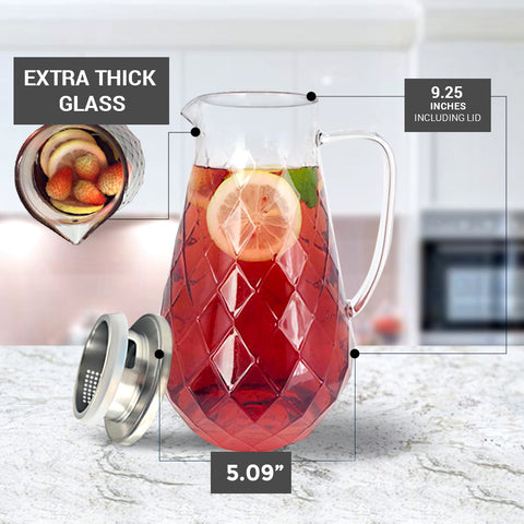 Image of glass pitcher dimensions
