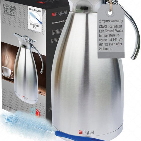 Image of Thermal Coffee Carafe with warranty tag and free cleaning brush