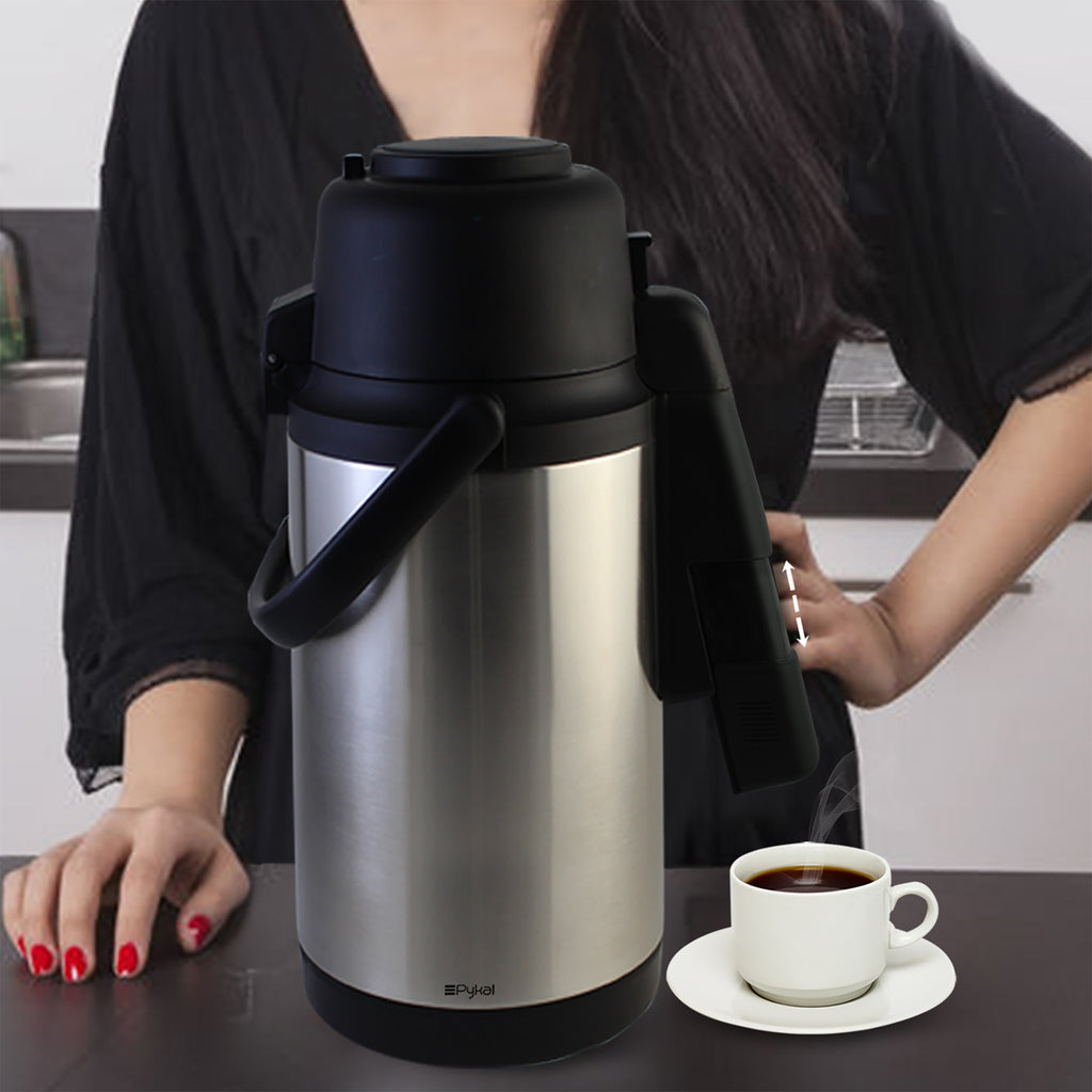 Heritage66 Stainless Steel Thermal Coffee Carafe Airpot-Large Beverage  Dispenser Triple Wall Thermos Vacuum insulated Keeping Hot Coffee for 10  hours